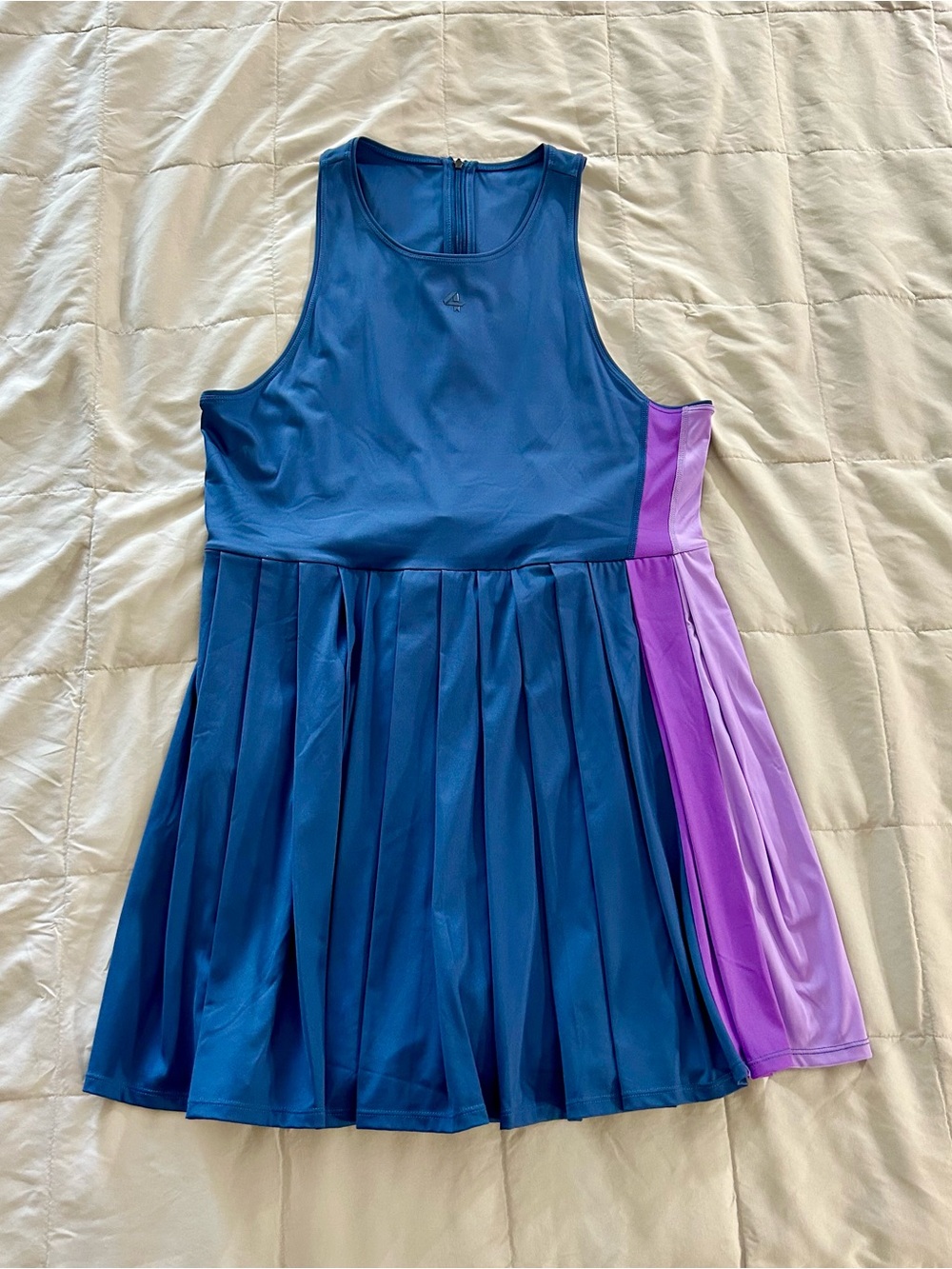 FourLaps Swift Dress Blue Pleated Tennis Dress, Purple Panel, Women’s Large - Picture 12 of 16